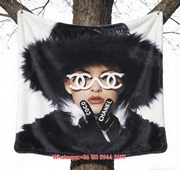Chanel Vintage CC Logo Sunglasses Flannel Sofa Throw Blanket IMG_6722
